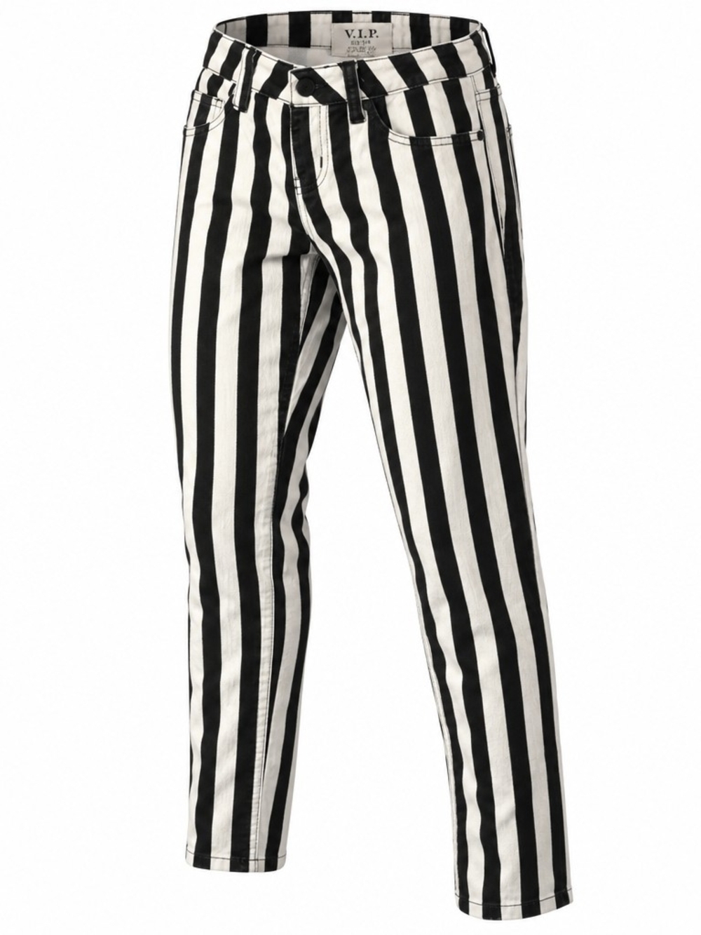 90's Vintage Striped Black And White Denim Beetlejuice Vibe